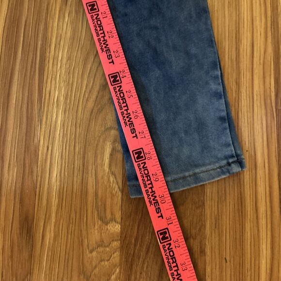 Rebel Love Skinny Applique Patches Jeans 5/6 Blue Distressed Rock Crest Heart - Picture 8 of 9